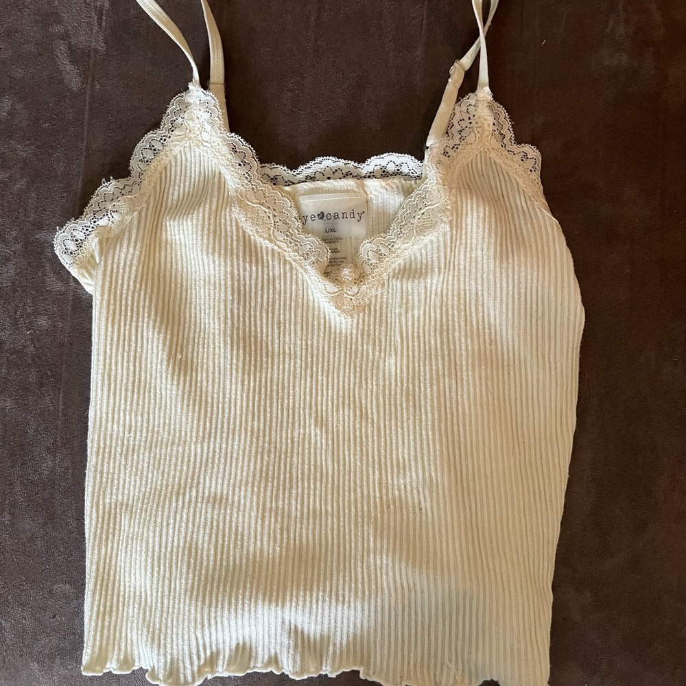 Ivory Lace Trim Cami Top
